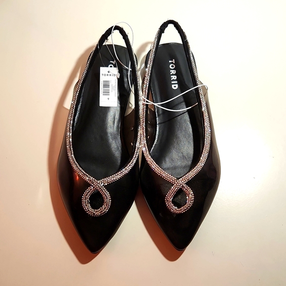 ❤️NWT VINTAGE TORRID SHOES - SLINGBACK RHINESTONE - PRINCESS FLAT WIDE WIDTH - Picture 4 of 15